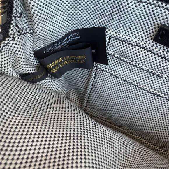 Rebecca Minkoff Blythe Belt Bag Purse Black Patent Leather Shearling NEW - Picture 15 of 17